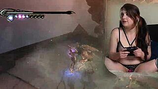 hey, check out this sexy bimbo masturbating while playing bayonetta with lovense 😏