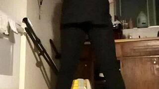 Amateur workout session with music playing in the background