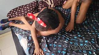 Amateur homemade massage video featuring petite woman in bedroom