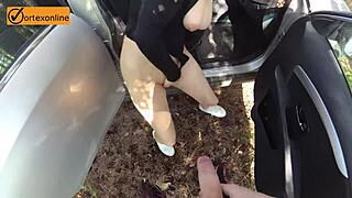 Russian Amateur Enjoys Outdoor Car Sex and Blowjob