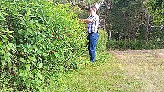 Well-Endowed Gardener Pounds Big Cock on Farm
