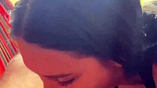 Horny Colombian pulls boyfriend's dick on the street and sucks it