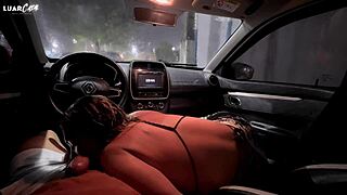 blonde couple, why stop for sex in car?