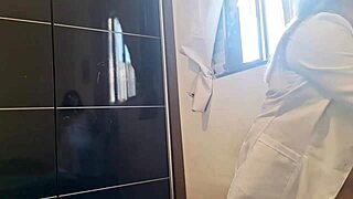 hey, this brazilian masseuse mother-in-law gives her son-in-law a lingerie massage that turns into big tits sex