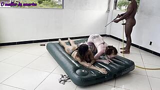 Boy did he do well after helping two whores with a very easy task to make up for it they let him fuck them hard