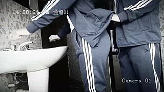 students fuck in bathroom, classmate pounds cute girl during break 🍑