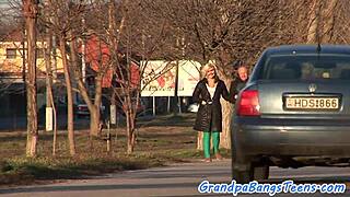 Cocksucking Teen Doggystyled By Grandpa In Bent Over Action