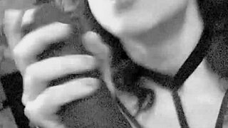 latina amateur explores huge dildo in close-up solo foreplay session