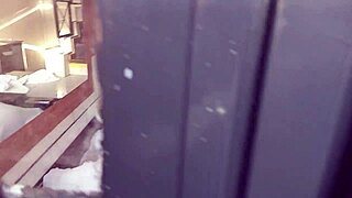 Watch the guy in feminine clothing fuck the busty Latina brunette's pear-shaped ass, burying his cock deep in her anus.