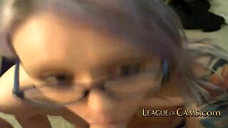 Gothic Girl With Glasses Blows Stranger On Cam