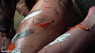 Busty Eva Gold Unleashes Intense Body Paint Show