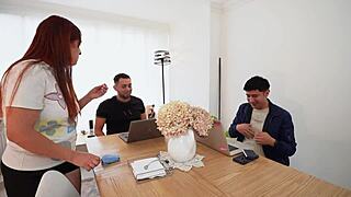 Horny MILF Engages in Threesome with Two College Students