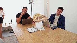 Horny MILF Engages in Threesome with Two College Students