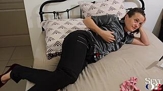 French amateur in leather gets ass licked and spanked?