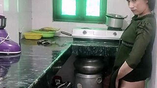 My desi wife gets hot and rough in the kitchen while cookin'.