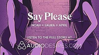 femdom disciplines her submissive boyfriend, making him orgasm before cumming in threesome