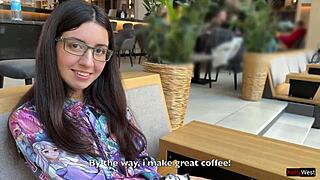 Library girl reveals nymphomaniac side with cum on glasses