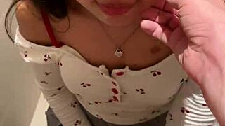 18 years old asian girl sucked me in public restroom huge cumshot on her face