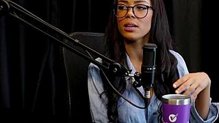 brunette shows skills and body after talking about spit discomfort - alice vasconcelos watch on sheer red easter special