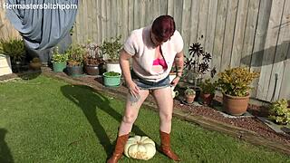 Why does this Kiwi MILF use a pumpkin as a toilet seat?