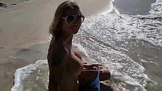 Sexy Monika Fox swims, masturbates, and squirts in sea and on beach
