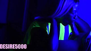 Black light blowjob while working on the clock at the ship yard