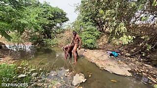 We took turns and fucked a bitch in the stream