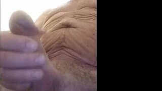 Old man shaved and horny solo