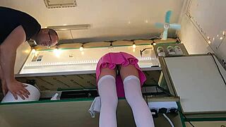 i couldn't resist kissing her naked ass at work on the counter