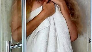 Hairy milf masturbates in shower! Amelie Lei trailer