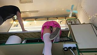 i couldn't resist kissing her naked ass at work on the counter