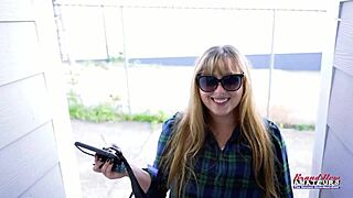 busty blonde hottie rubbing wet pussy and deepthroating cock