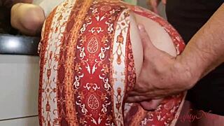 Cleaner Lady Always Lets Me Fuck Her for an Extra Tip with Creampie and Squirting in Kitchen