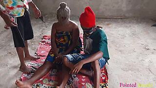 two big swiss cocks pamper this big ass wife with erotic sex in the backyard.