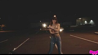 Outdoor party sparklers with honey gold and dakota marr