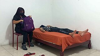 The capricious nurse treats a patient while touching her big juicy tits 😏