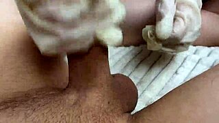 Step Sister Jerks Cock in Oiled Latex Gloves POV