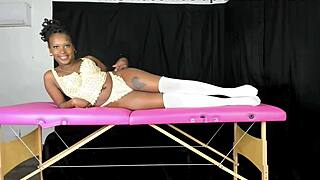 Modeling lace vintage lingerie showcasing big ass and small tits