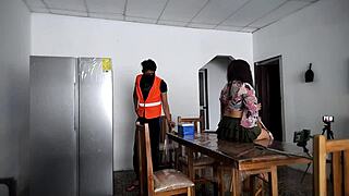 Excited Woman Spreads Legs to Show Ass to Strangers at Home