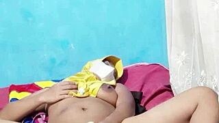 gadis hijab indomaret touches herself before work