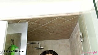 Captivating Brunette Beauty Enjoys Relaxing Shower Time