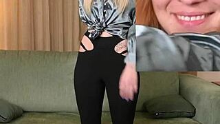 Hazel Ash says, 'check out my modeling in this shiny shirt and leggings'