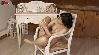 Putting oil on my sexy feet for fetish play