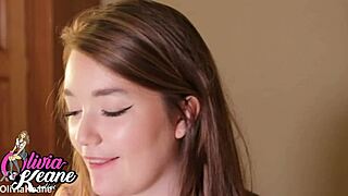 Hot teen 18+ playfully toys with her ass at home