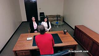 threeway with busty vice principal and latina secretary in office