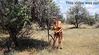 Shy Aboriginal Woman Dances Outdoors