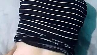 POV doggystyle on big bed during webcam session with laptop