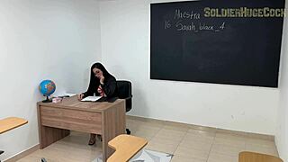 Fucking the new substitute teacher with huge soldier cock
