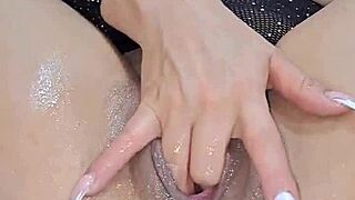 sexy colombian girl fingers her pussy and fucks it with a large eggplant