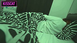 taboo fantasy becomes real as step mom helps step son share bed with handjob but fills pussy with cum